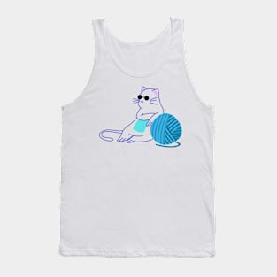 Fat cat with yarn Tank Top